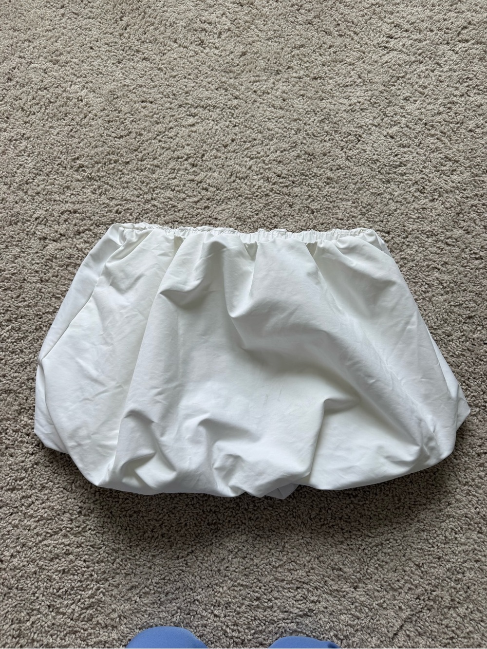 Zara White Elastic Waist Mini bubble Skirt